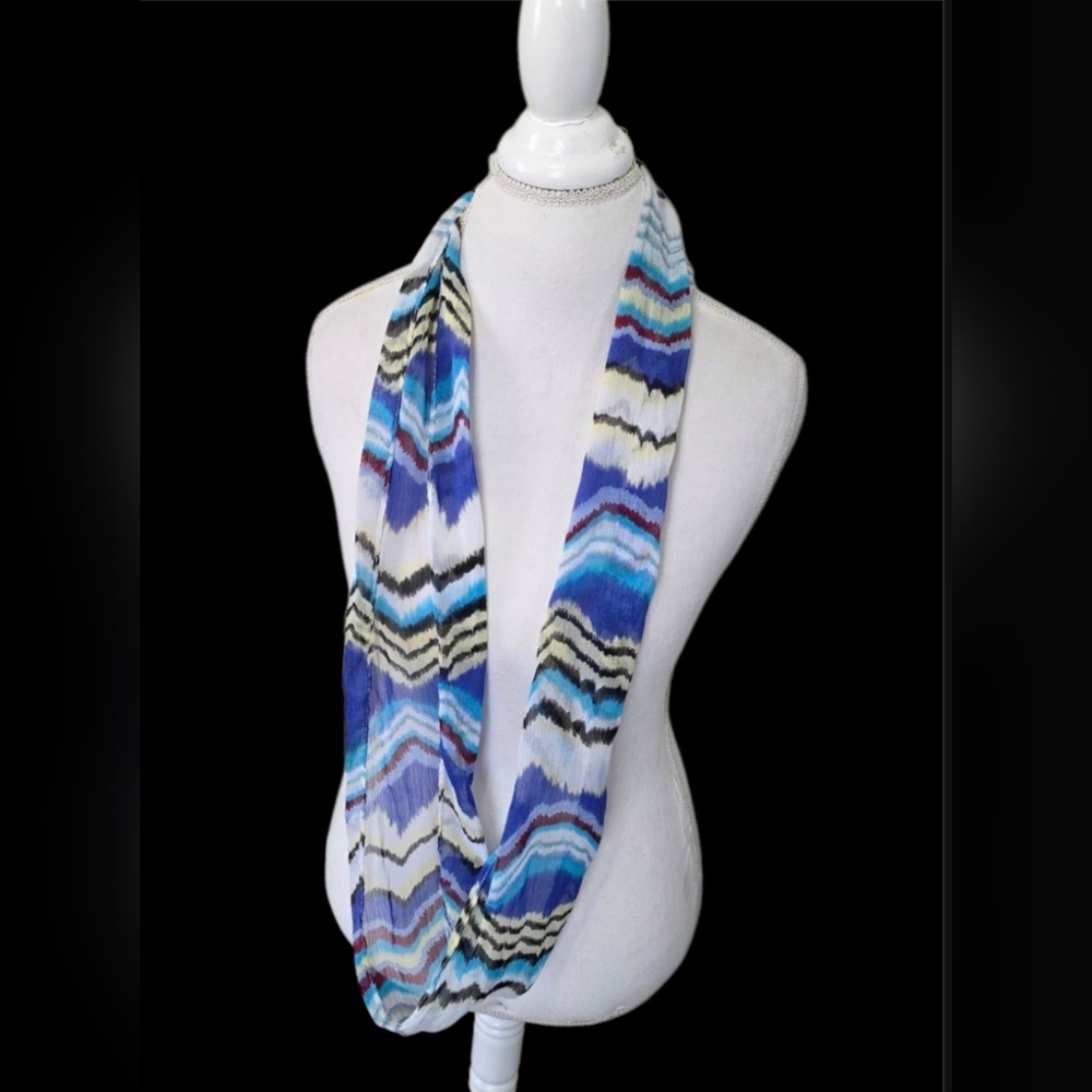 Blue and Black Patterned Women's Scarf